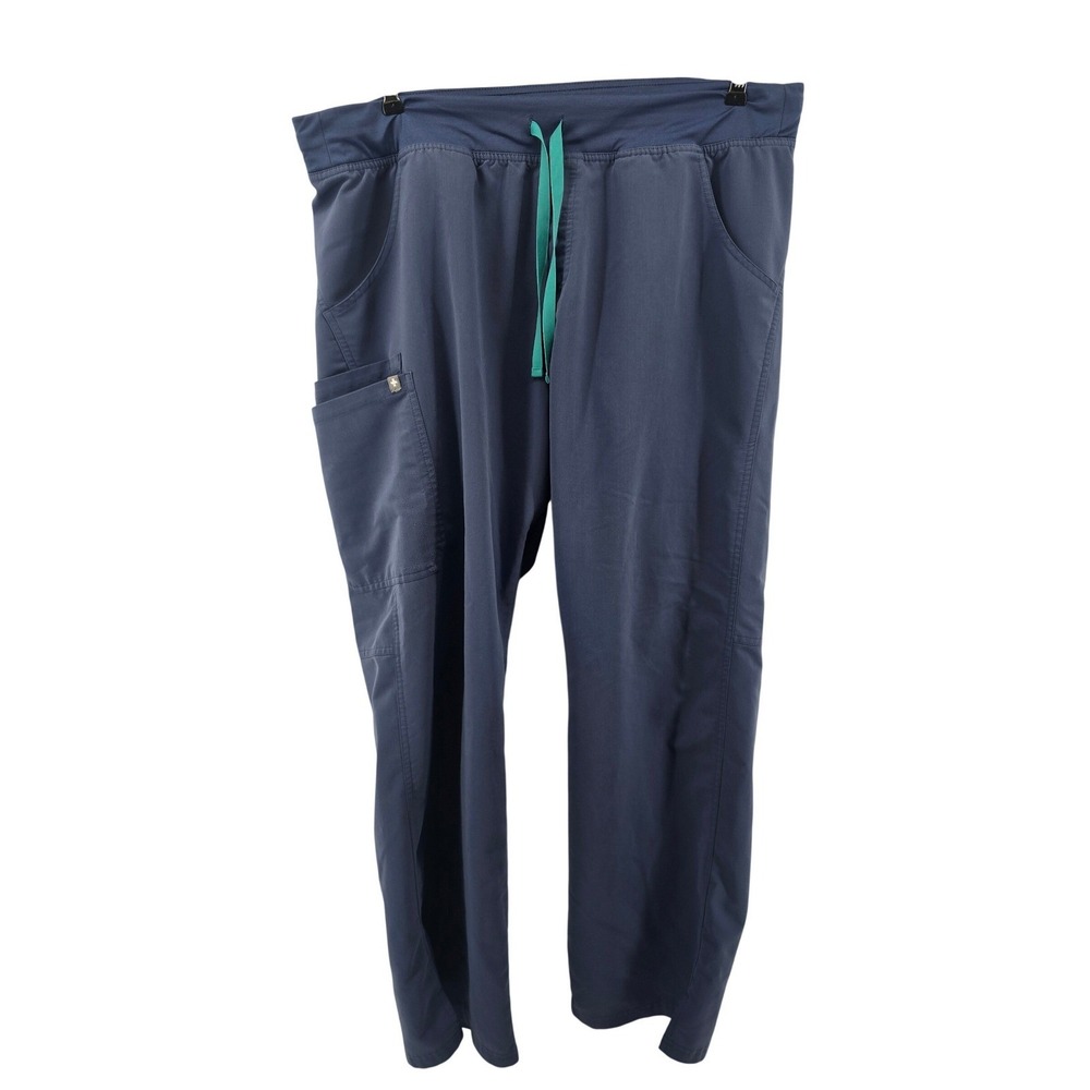 FIGS Scrub Pants Women XL Graphite Blue Kade Cargo Yoga Waistband T21004